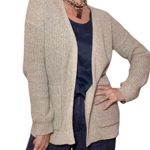 Marine Layer Open Knit Cardigan Sweater – Marled Linen Cotton Blend, Size S